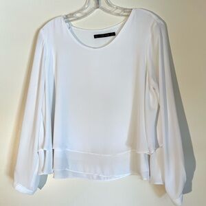 Zara Basic white flowy long sleeve top size large